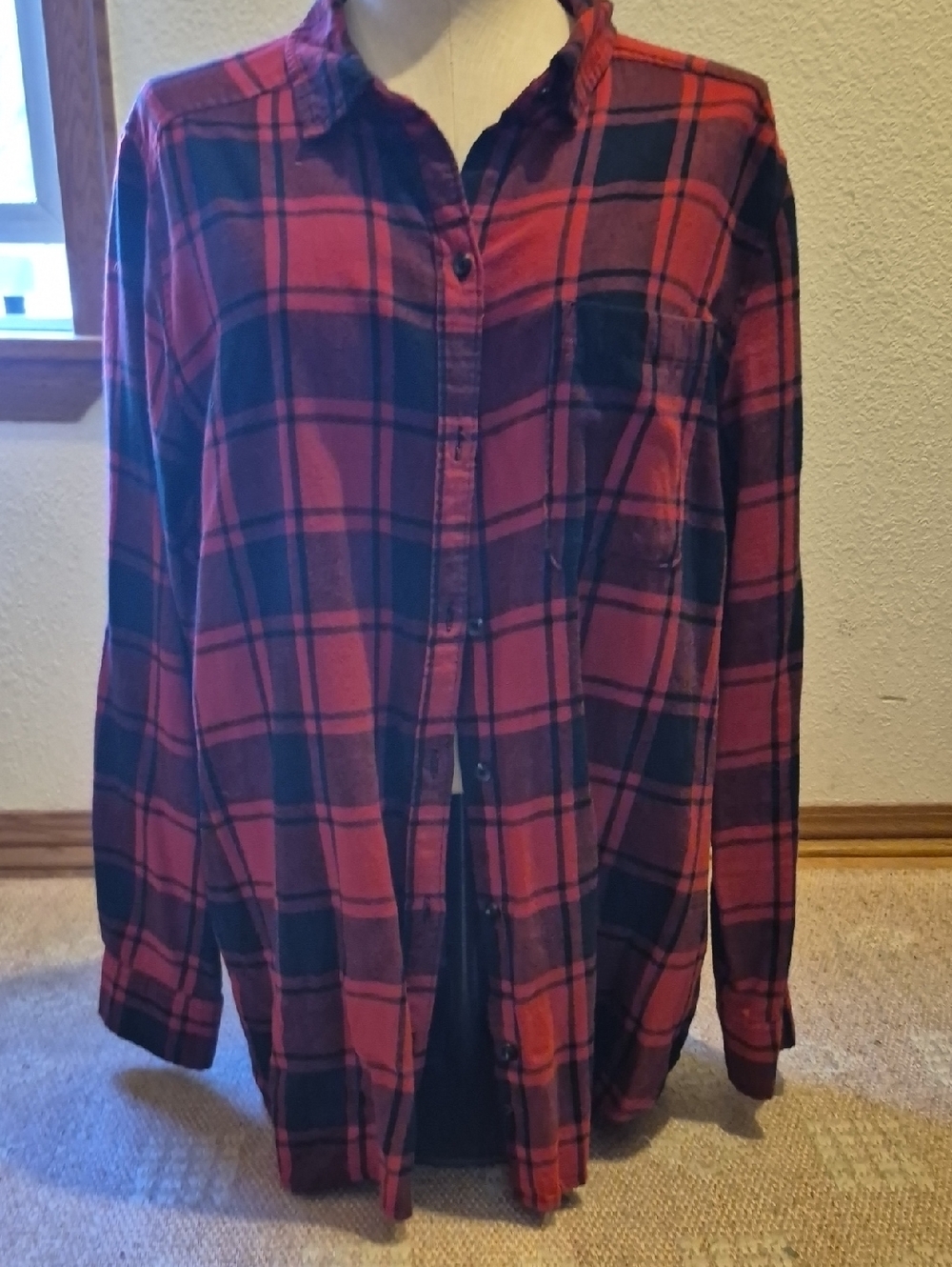 SO Red and Black Plaid Shirt